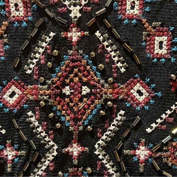 NWOT STYLE & CO. Multicolored Beaded Long Sleeve Peasant Boho Dress Lined XS - Picture 10 of 16